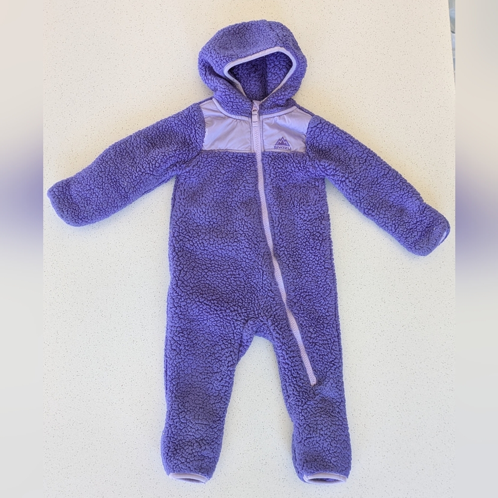 Snozu Plush Purple Kids Footie Winter Suit
